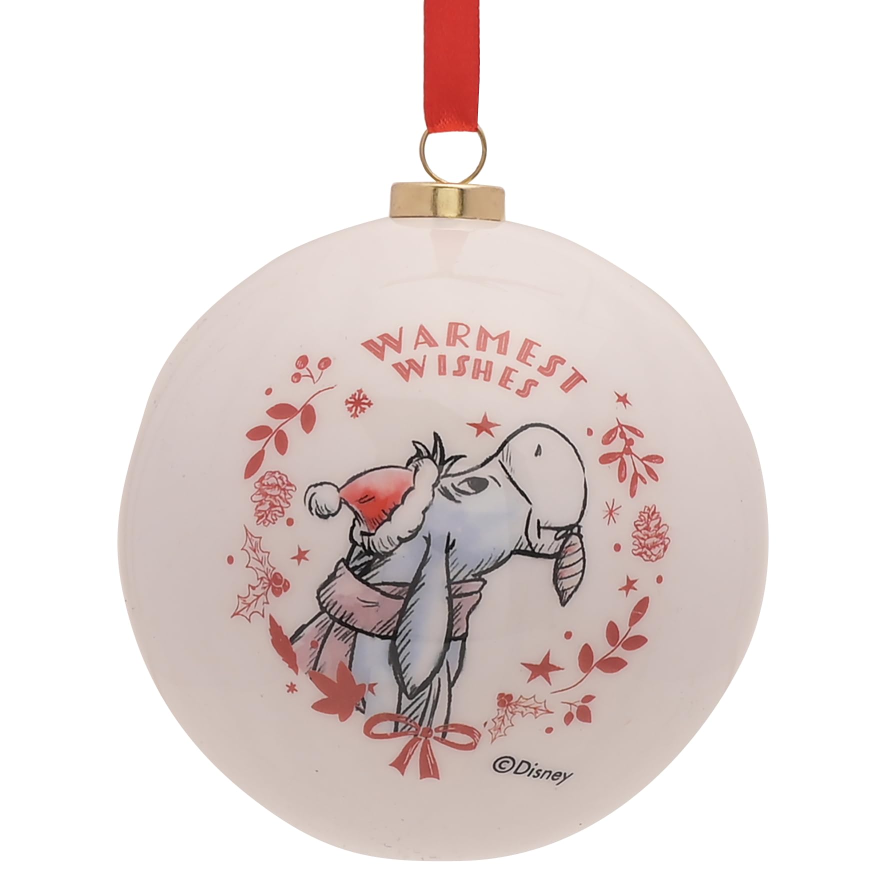 Disney – Lot de 12 boules de Noël Winnie l'ourson – Ourson, Tigrou, Porcinet et Bourriquet – Produit sous licence officielle – Décoration de Noël en plastique rouge, blanc et bleu avec ficelle pour
