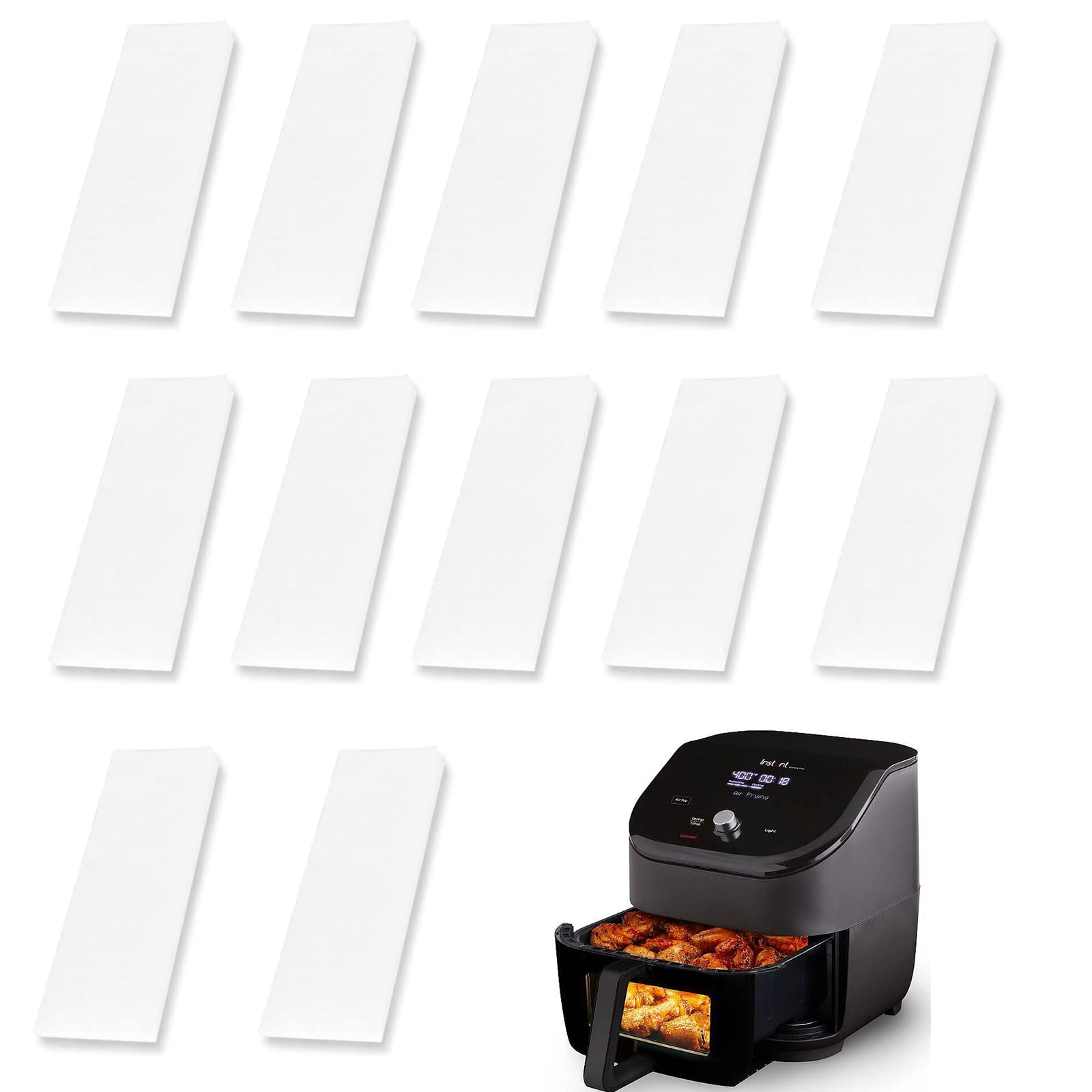 12 PCS Air Fryer Replacement Filters Compatible with Instant Pot Air Fryer Vortex Plus 6QT Filters Accessories can Odor Erase and Oil Residue and Keep pan Health and Clean (White)