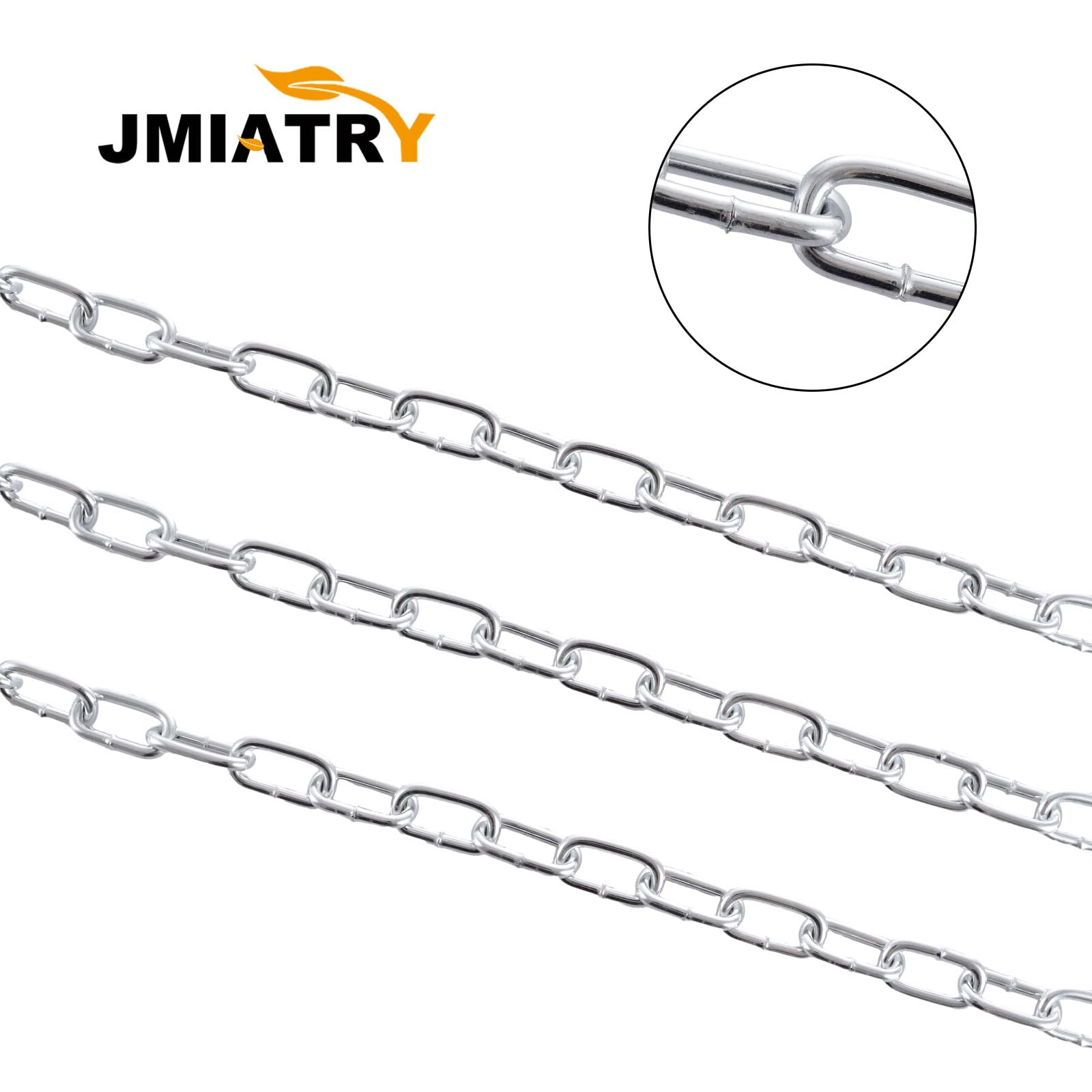 JMIATRY Cadena de acero inoxidable 304 de 15 metros de longitud, eslabones de cadena resistentes de 4 mm, cadenas de eslabones soldados de acero galvanizado para puerta de valla, puertas de garaje