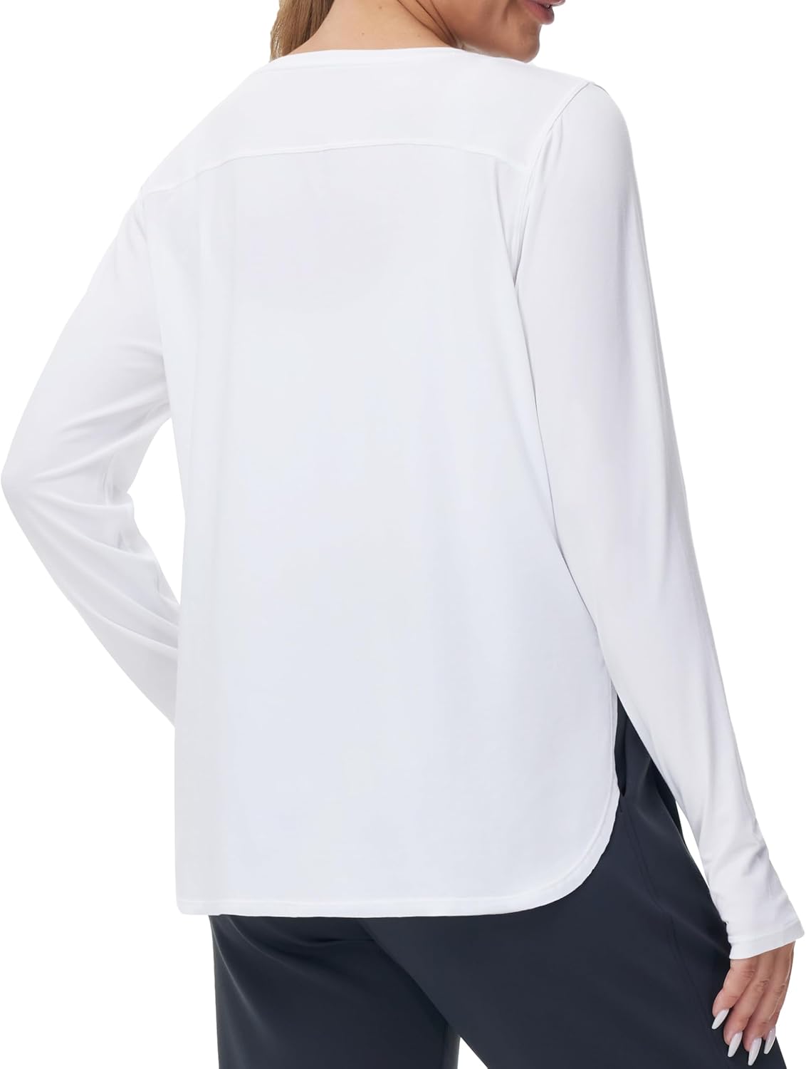 THE GYM PEOPLE Women's Long Sleeve Workout Shirts Lightweight Cotton Running Yoga Tops with Thumb Hole - Image 2