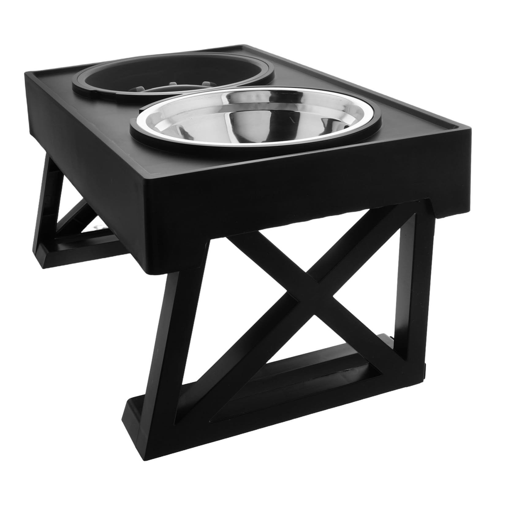 Hemobllo Gamelle Surélevée Anti-glouton en Acier Inoxydable et ABS Double Bol pour Chat et Chien pour Nourriture et Eau la Maison Voyage