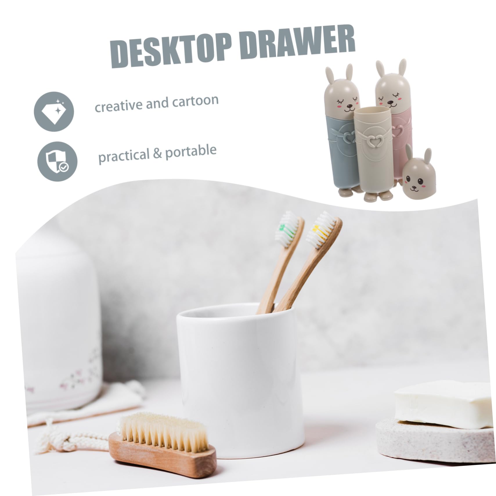 Beavorty 3Pcs Cartoon Toothbrush Case Travel Portable Toothbrush Holder Mouthwash Cup Random Colors Design for Travel Convenience