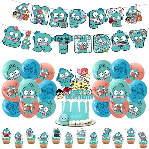 Mosasa 誕生日 飾り付け キャラクター風船 ハンギョドン 誕生日バルーン HappyBirthday ガーランド バースデーバルーン 女の子 男の子 子供バースデーデコレーション バナー ケーキトッパー