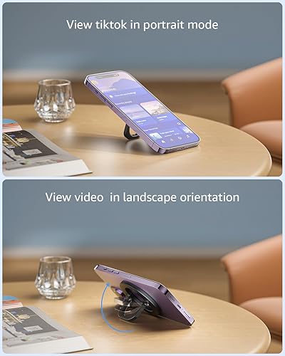 Miniatura 5 de SUPERONE Soporte magnético ajustable para teléfono, soporte de anillo magnético ajustable para teléfono, soporte extraíble compatible con accesorios