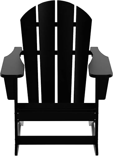 Miniatura 5 de WO Home Furniture - Mecedora clásica para exteriores, HDPE, resistente a los rayos UV, color negro
