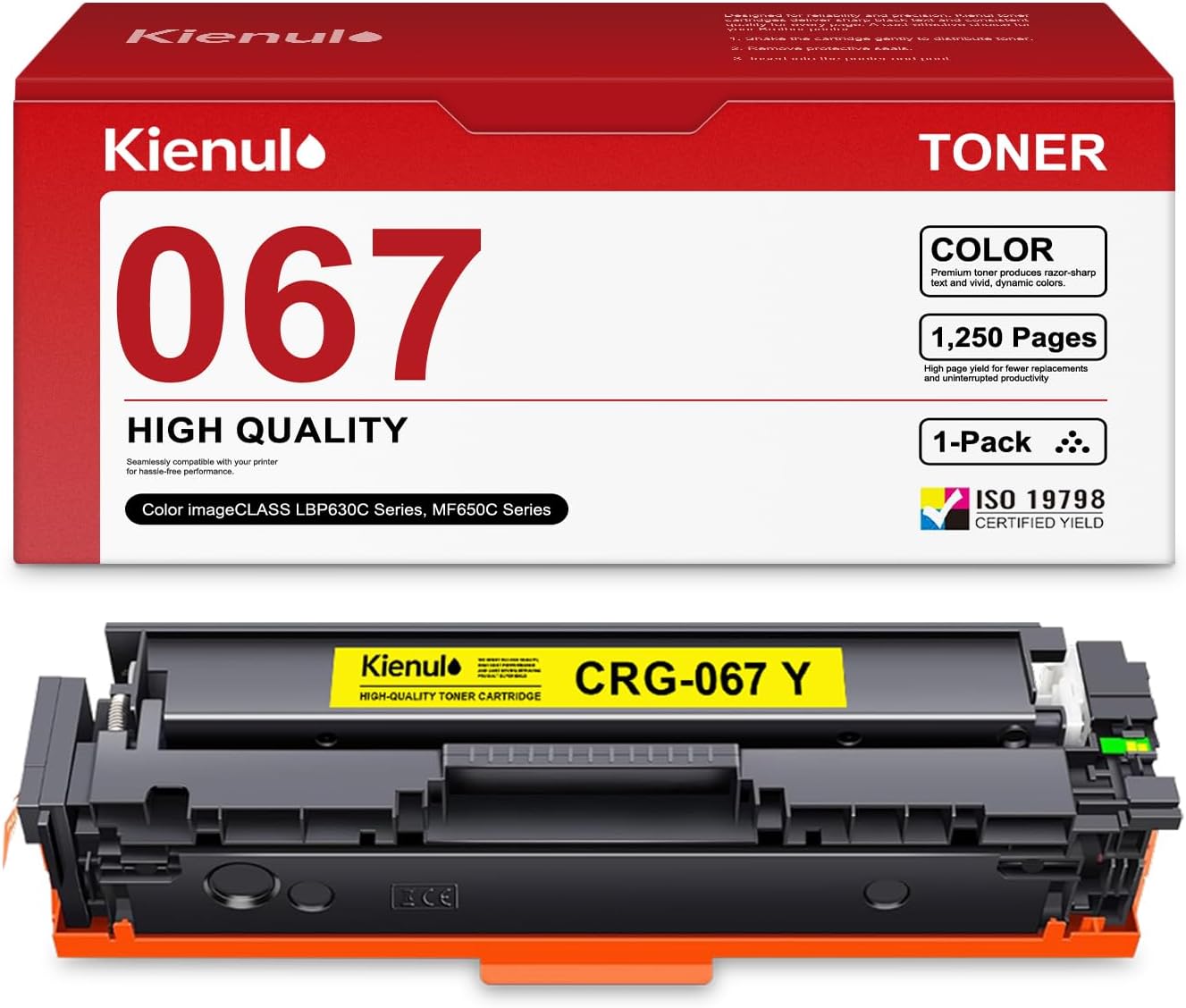 067 Toner Cartridge Set (4-Pack,B/C/M/Y), CRG067 CRG-067 CRG 067 Toner Replacement for Canon Color ImageCLASS LBP632Cdw LBP633Cdw MF652CW MF653Cdw MF654Cdw MF656Cdw Printer Toner