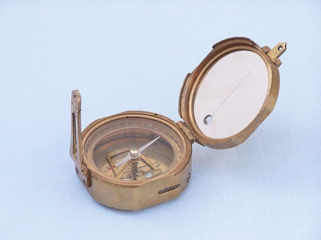 Hampton Nautical 3xglass-101 Antique Brass Brunton Pocket Transit w/Rosewood Box 4"-Functional Compass-Unique Gift