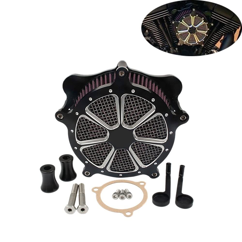 Czarny filtr powietrza motocykl Venturi kontrastowy system