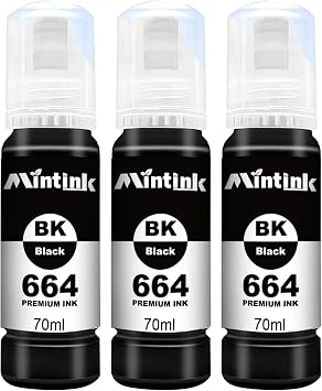 664 Black Ink Refill Bottles Compatible for 664 Ink Refill for ET-2550 ET-2650 ET-2500 ET-2600 ET-4500 ET-14000 L100 L110 L120 L200 L210 L300 L350 L355 L550 L555 Printer 3 Black