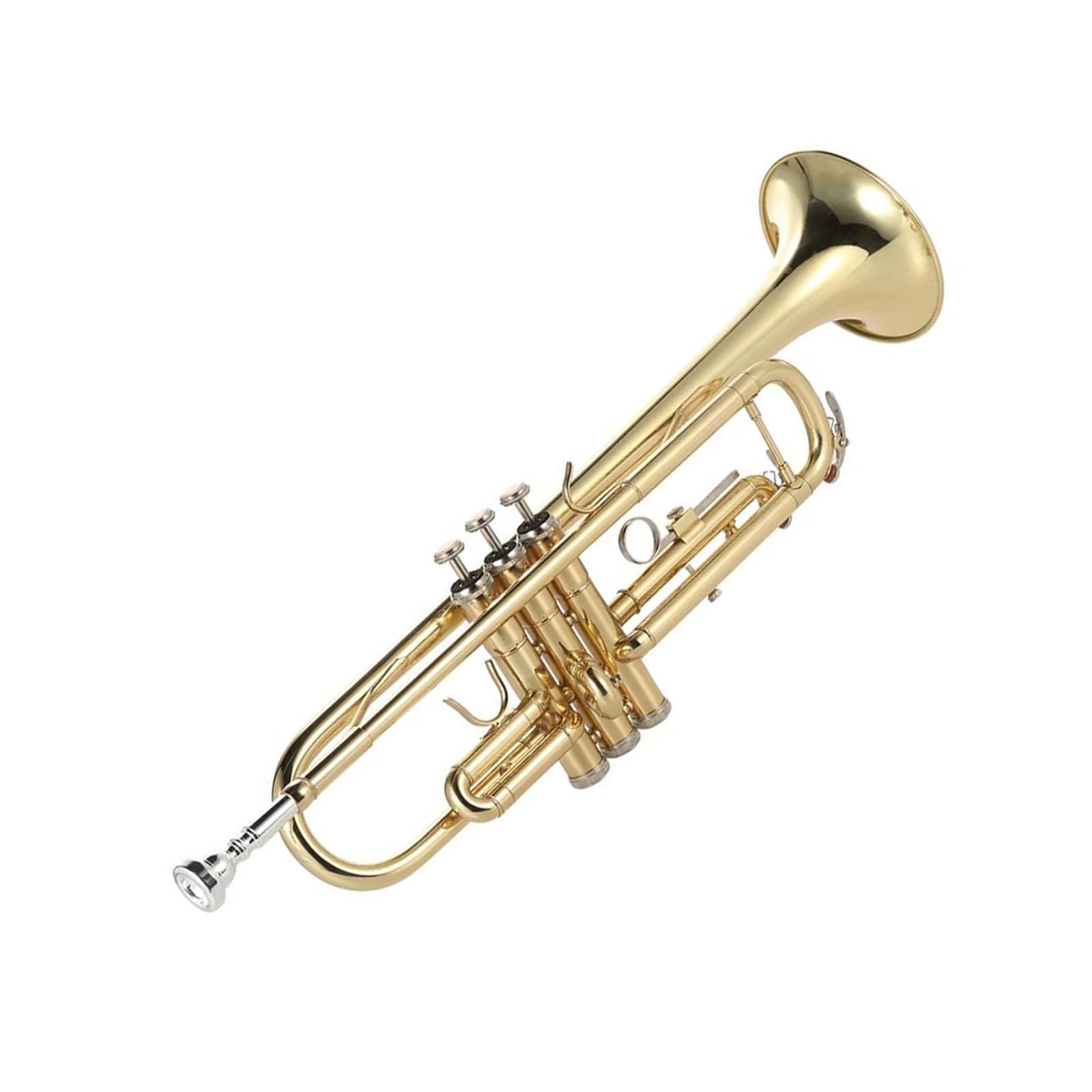 Trąbki Płaski mosiężny pozłacany wykwintny i trwały instrument muzyczny z rękawiczkami ustnikowymi i pudełkiem