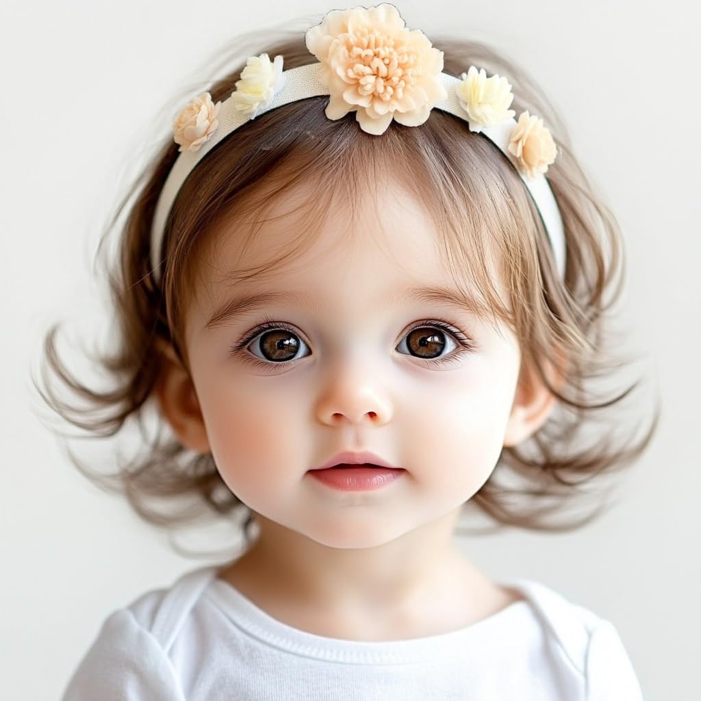 Baby Girl Headbands Flower Hair Bows Accessories-Elastic Hair Band Crown Handmade FLoral Wraps Birthday Gifts for Girls Newborn Infant Toddler 3Pcs thumbnail