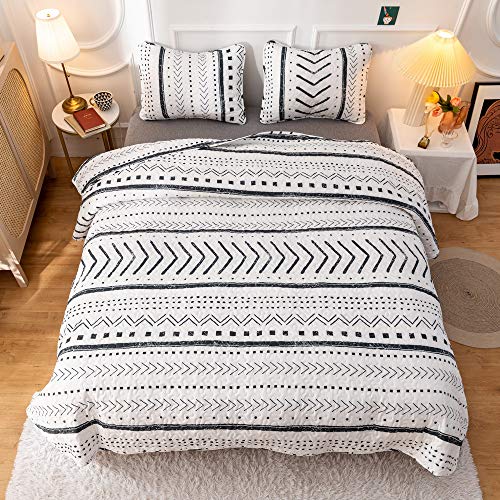 Janzaa Quilt Boho Quilt Set Boho Bedding Bedspreads Queen Size,3 Pcs Bohemian Quilt Set With Geometric Printed For All Season(Two Pillow Cases) #TOP5