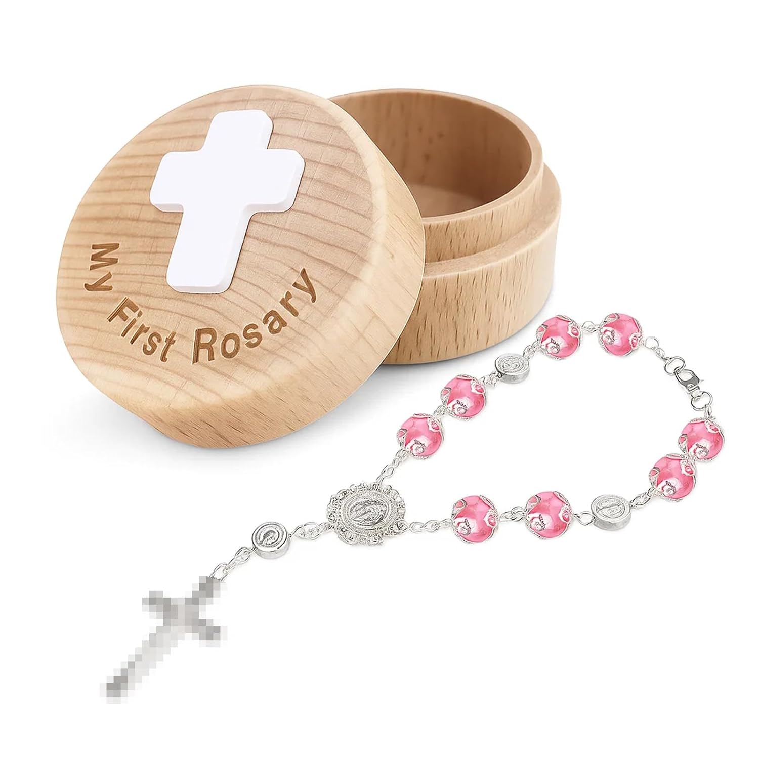 TBTFW My First Rosary, Baby Rosary Baptism Keepsake Box, Rosary Catholic Gift for Girls, First Christian Communion GiftUsed for Baptism Ceremony (Pink)