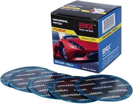 PAX 25 Pcs 60mm Round Universal Tire and Tube Patch Repair Kits, for Radial and Bias Tires Truck, Tractor, Agricultural Vehicles, Motorcycle, BMX, ATVs, River Floating, Inflatable Rubber