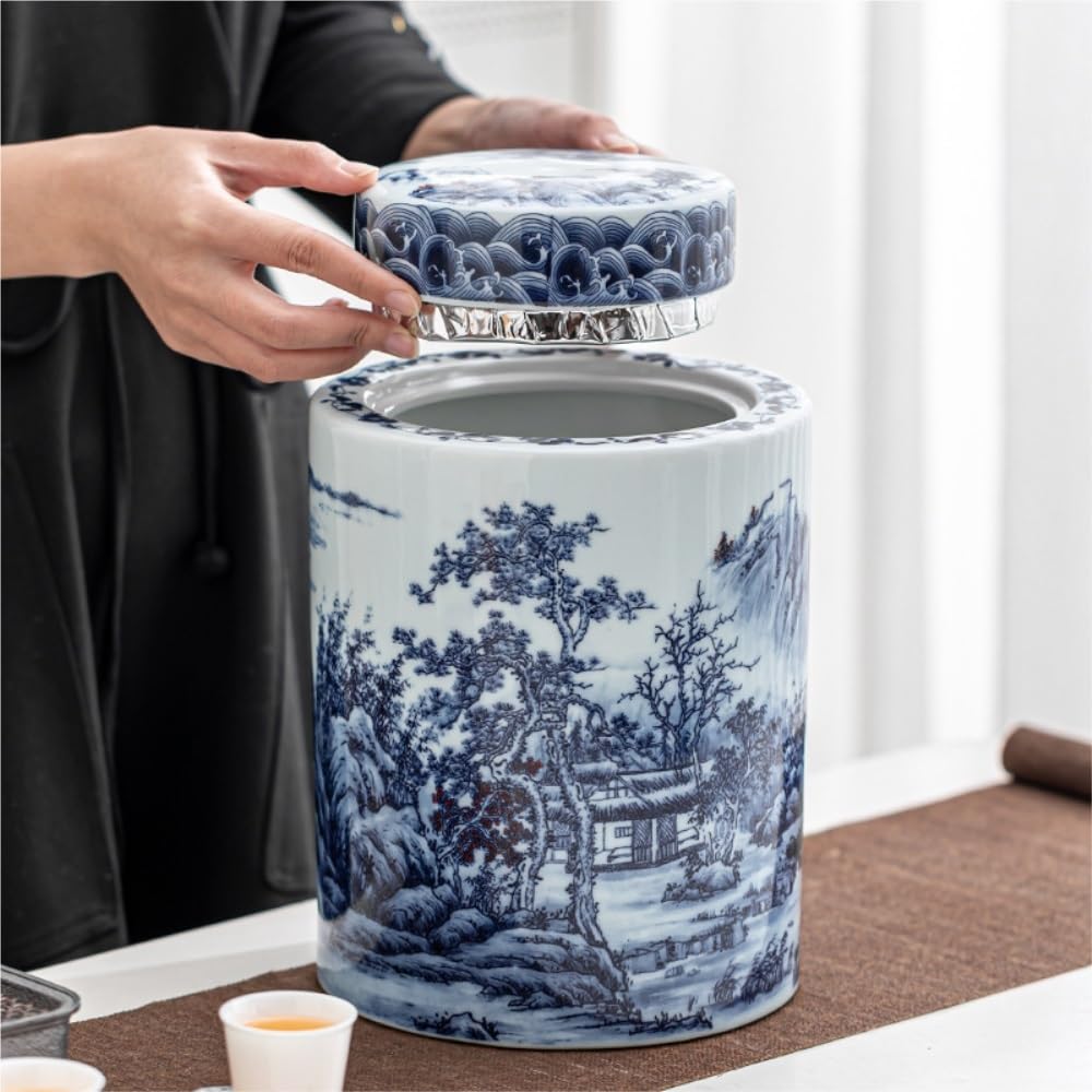 Lata de té Recipiente de cerámica for almacenar té Suelto, Tarro Almacenamiento Sellado Gran Capacidad, Juego Retro, Caja Regalo un Solo Carrito de té