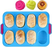 Vista 8 de Non-Stick Silicone Perforated French Bread Pan with Steel Frame, Perfect for Creating a Crisp, Golden-brown Crust, Baking 4 Waves Loaves Each Loaf