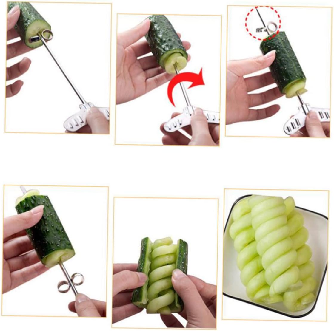 Steel Spiral Slice Tool, Stainless Steel for Cucumber and Radish