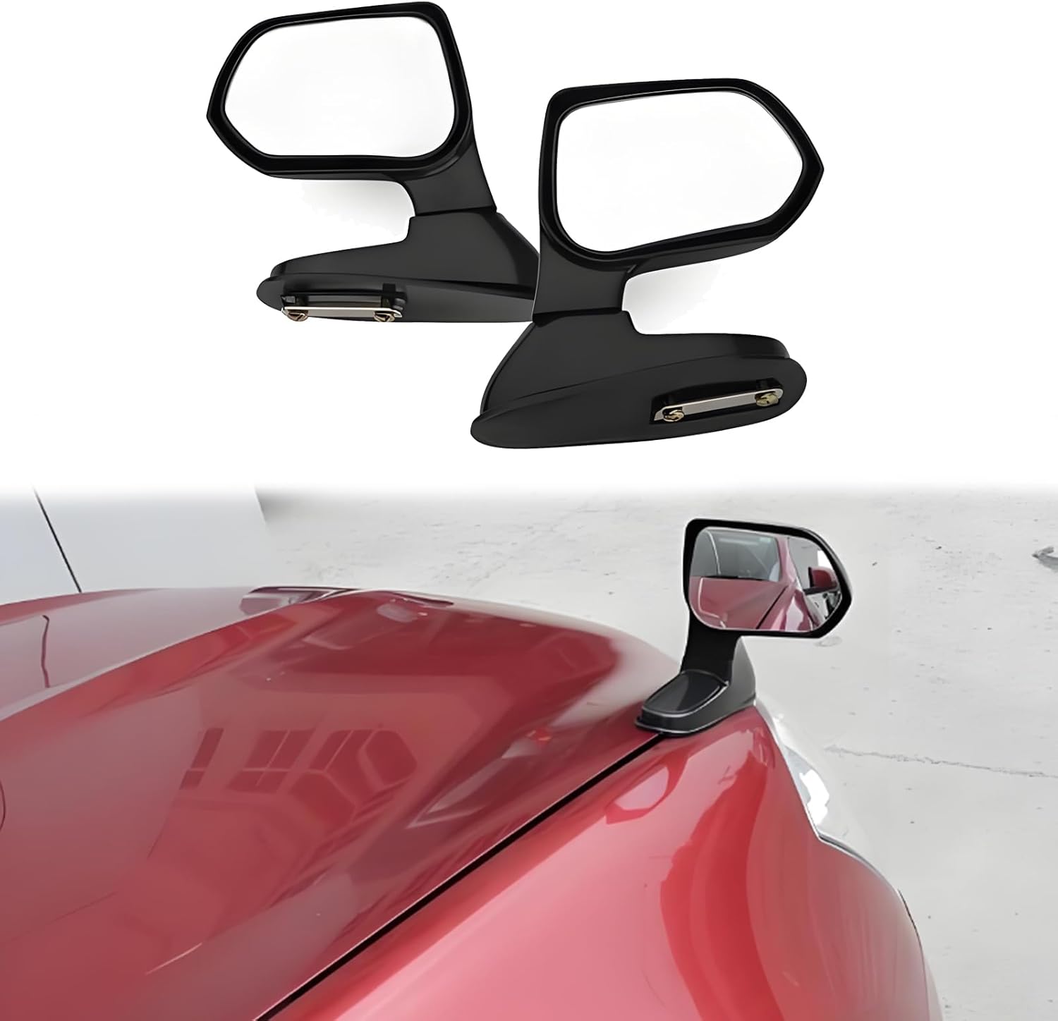 Blind Spot Mirrors 2 Pack for Truck 4x4 Car Hood Bonnet, Side View Assistant Blindspot Mirror, Adjustable Wide Angle Mirror (Black)