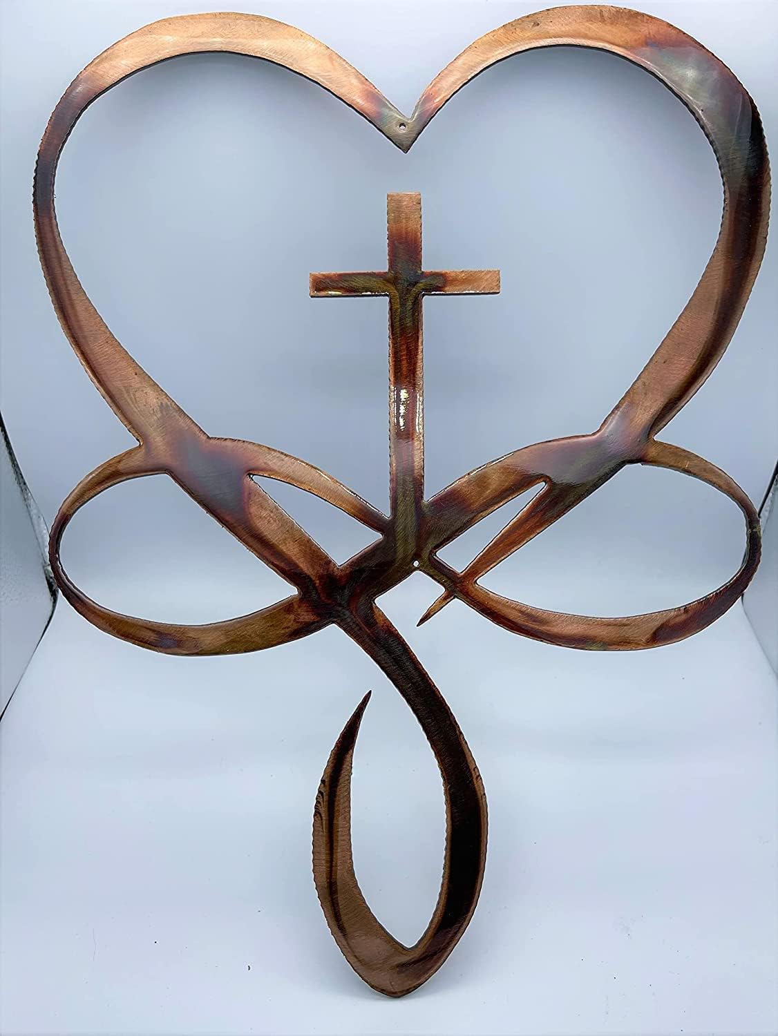 Heart Cross Infinity Symbol Metal Wall Art 24" tall