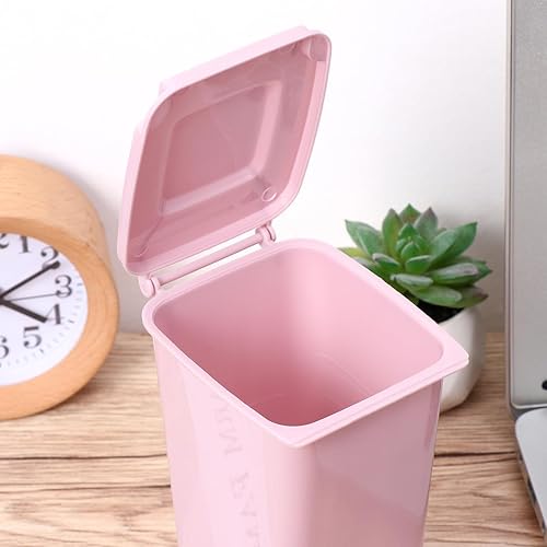 Miniatura 4 de TOYANDONA 4 cubos de basura de plástico organizador de escritorio papelera de basura con tapa pequeño cubo de basura de escritorio para el hogar