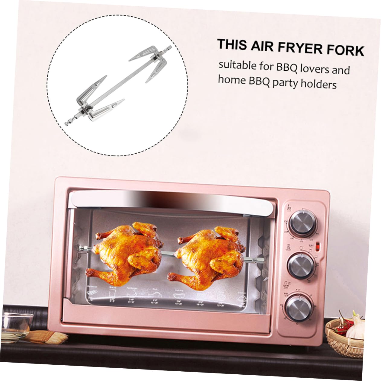 HANABASS 3pezzi Forchetta per Barbecue in Acciaio Inossidabile Forchetta per Friggitrice ad Aria Utensili per Barbecue Resistenti Comodi da Usare per Grigliare Cibo