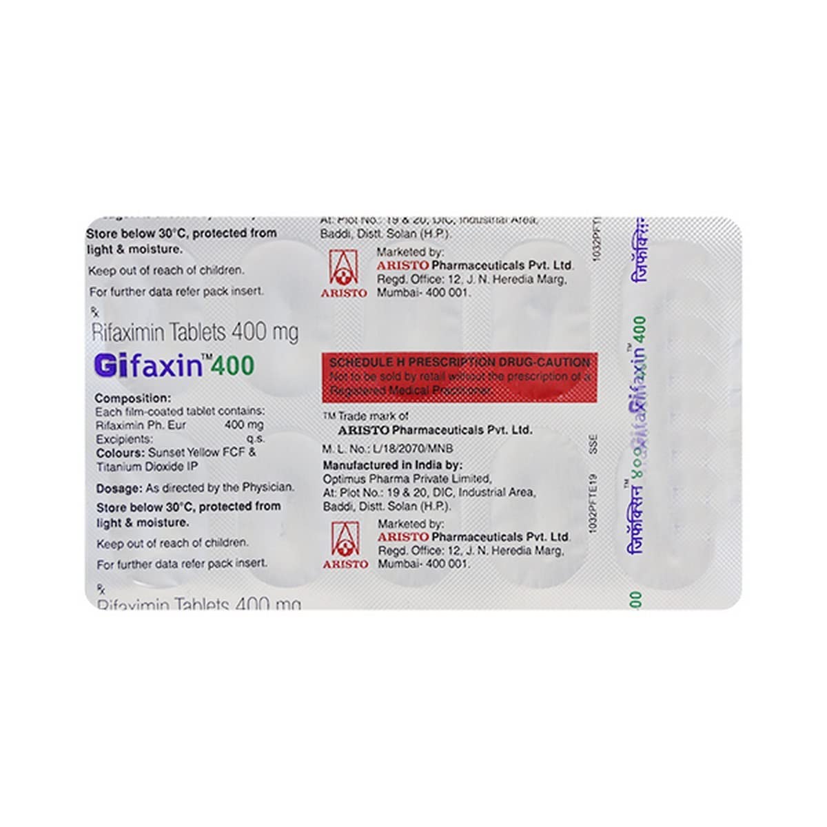 GIFAXIN 400 - Strip of 10 Tablets