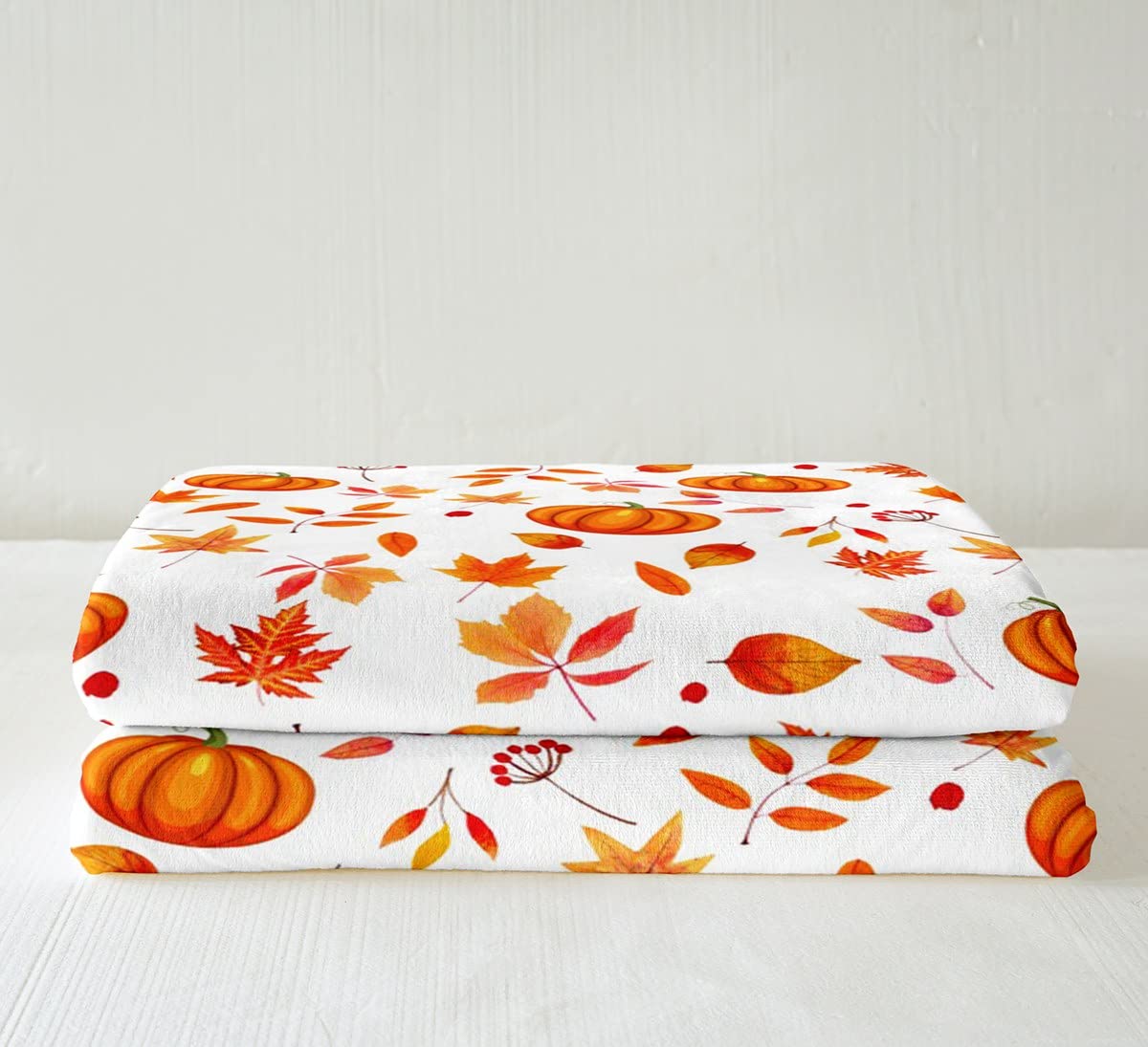 Coperta per Halloween, zucca, felice, autunno, 100x130 cm, graziosi fiori autunnali, foglie d'acero, coperta per il giorno del Ringraziamento, casa, decorazione della stanza