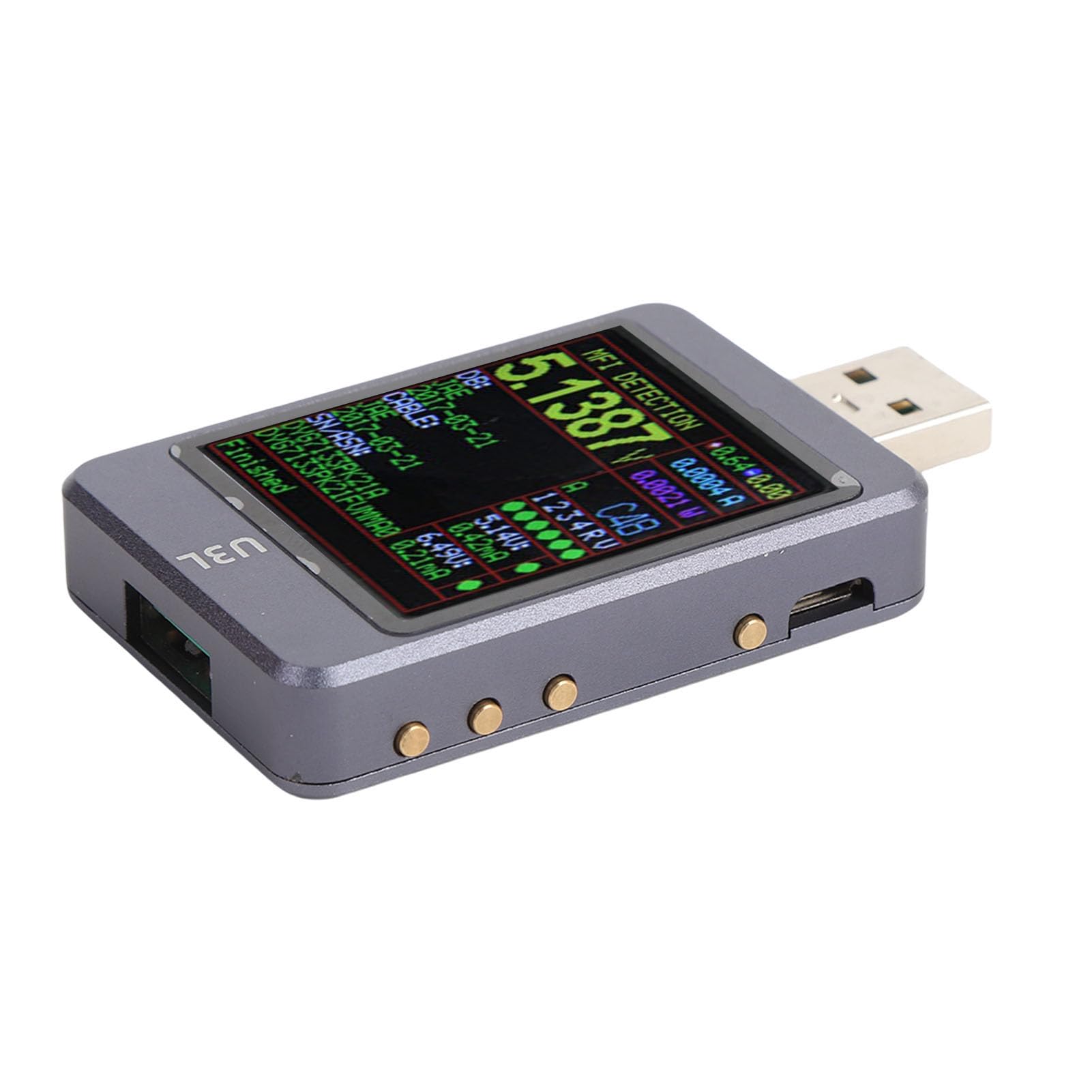 1,77-Zoll-Leistungsmultimeter und Tester mit Aluminiumlegierungsgehäuse, 4–28 V, 5 A Messbereich, kompatibel mit den Standards USB PD 3.1, EPR, AVS, TBT4 und USB4