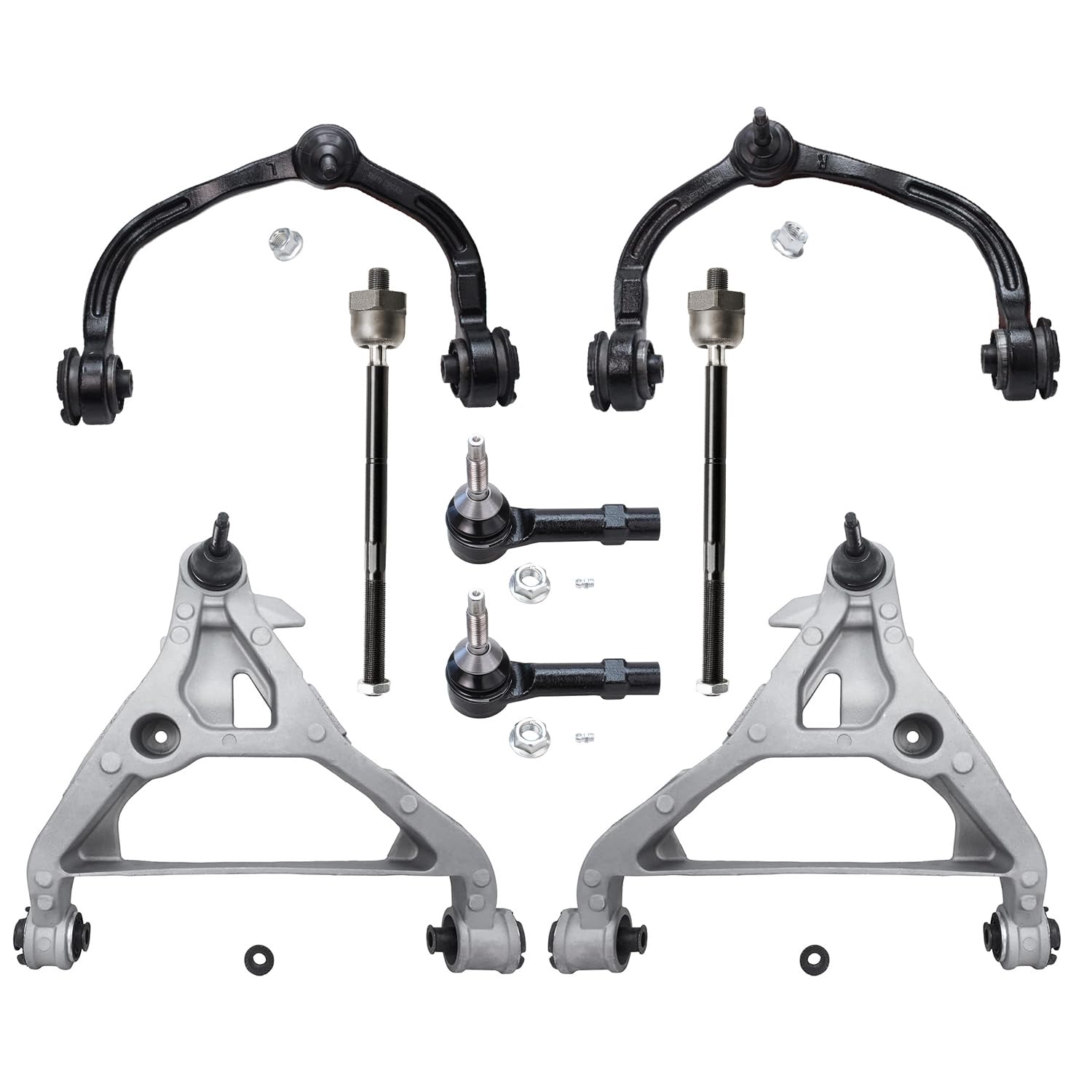 Detroit Axle - 8PC Front Upper and Lower Control Arms w/Inner and Outer Tie