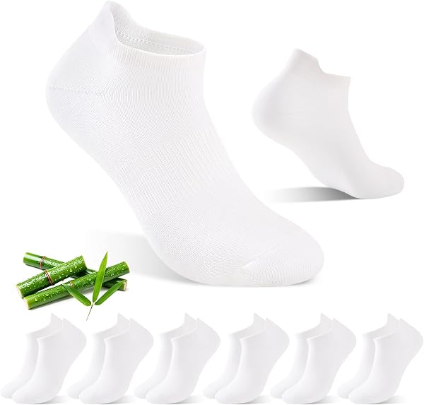 SukModen Calcetines Tobilleros de Bambú, Calcetines Cortos Mujer, Calcetines Transpirables para Deporte, Running y Ciclismo, Anti-Ampollas, Extrasuaves, 6 Pares - 1