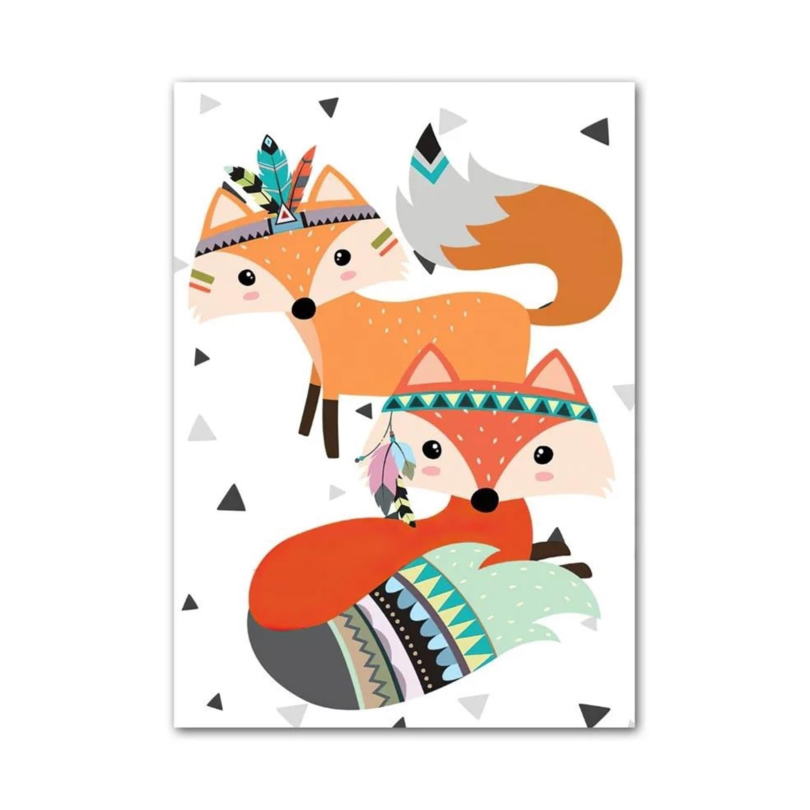 XENITE Wall Art Canvas Prints Kawaii Bear Deer Owl Fox Monkey Feather Nursery Animal Posters No Frame Wall Art Canvas Prints Pictures Kids Room Decor(G,40x60cm)