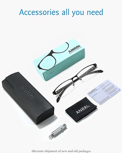 Miniatura 6 de ANRRI Gafas de luz azul para hombre, con marco de metal, rectangular, sin montura y bloqueo UV, para computadora