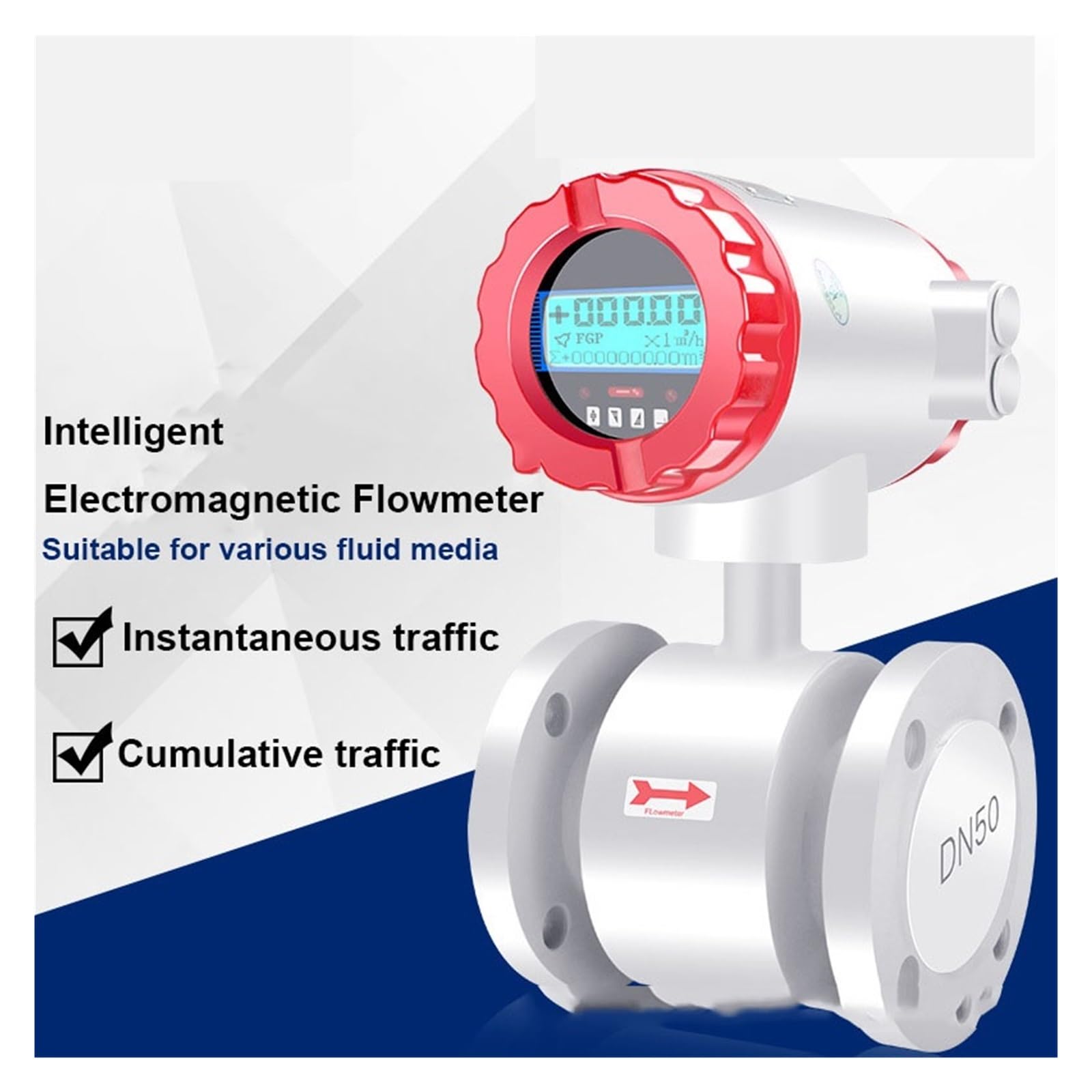 Medidor de flujo digital Medidor de flujo electromagnético inteligente, tubería de agua líquida, aguas residuales, pantalla Digital, electrónico de gran calibre DN200 con alta precisión(DN80)
