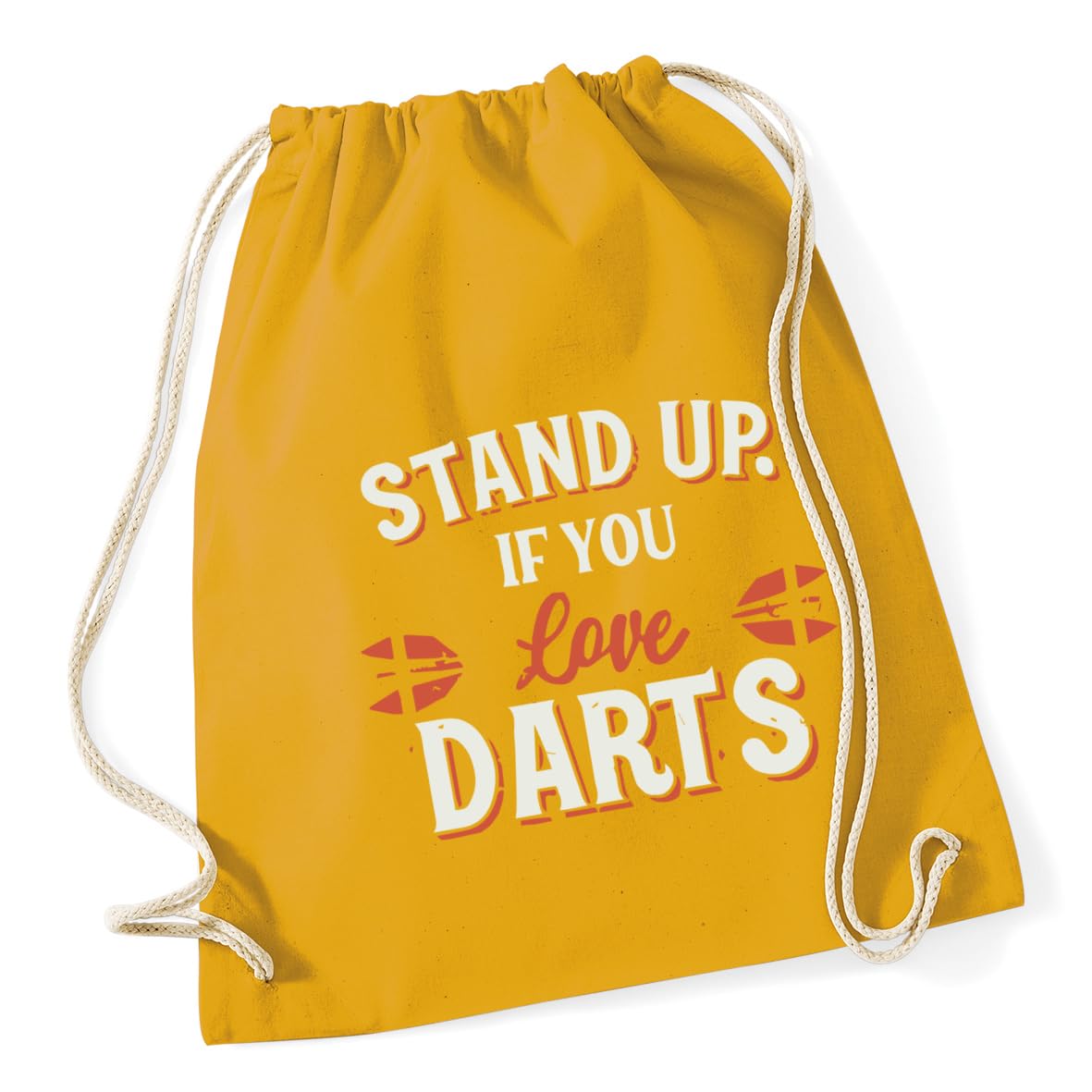 Hippowarehouse Stand Up if you Love Darts Gift For Him Her Daughter Son Dad Mum Drawstring Cotton School Gym Bag 37cm x 46cm, 12 litres