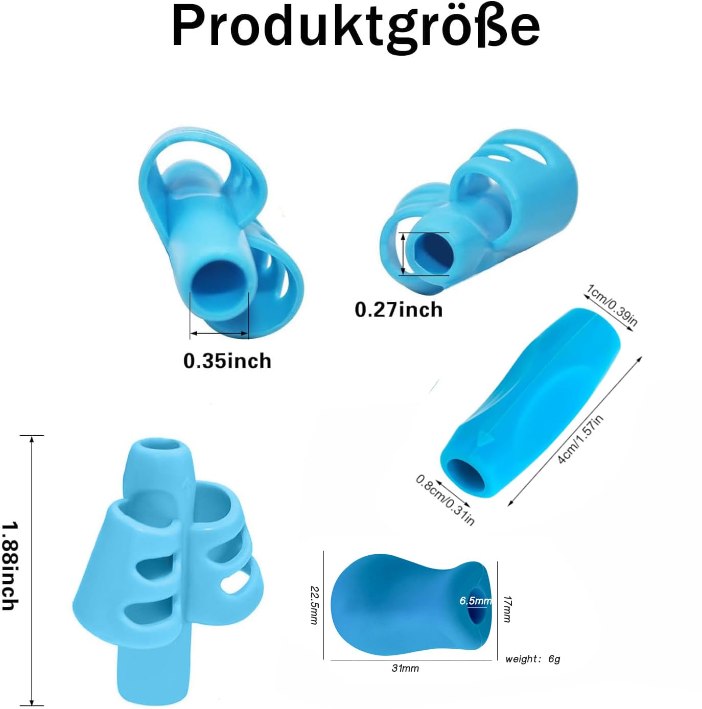 Aide à l'écriture pour stylos enfants, porte-stylos silicone ergonomiques pour gauchers ou droitiers, lot de 12 pièces