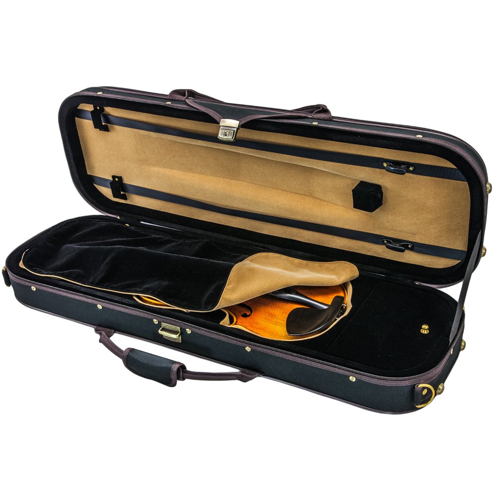 SKY 3/4 Size Violin Oblong Case Lightweight with Hygrometer Black/Brown Khaki