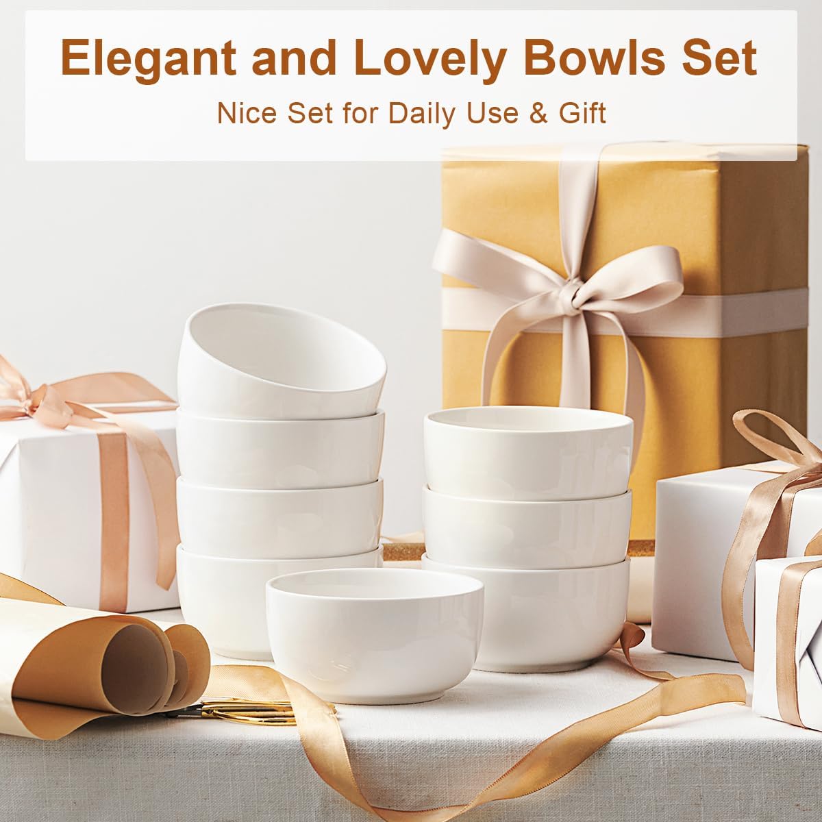Jassceram Juego de 8 cuencos pequeños de cerámica de 350 ml para sopa, ensalada, postre de helado, aperitivos y sobras, adecuados para guarniciones, aptos para lavavajillas y microondas, 4.5 pulgadas,