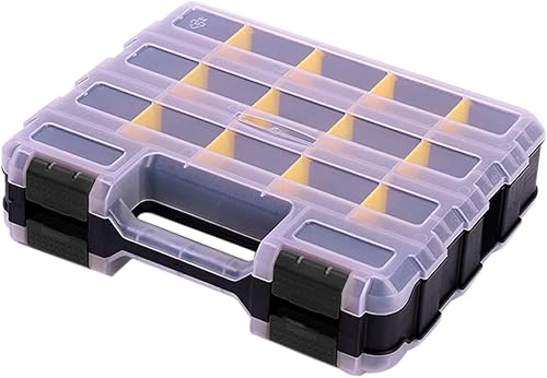 Miniatura 1 de Caja de herramientas organizadora de almacenamiento, 34 compartimentos de doble cara, caja de piezas pequeñas con separadores de plástico extraíbles