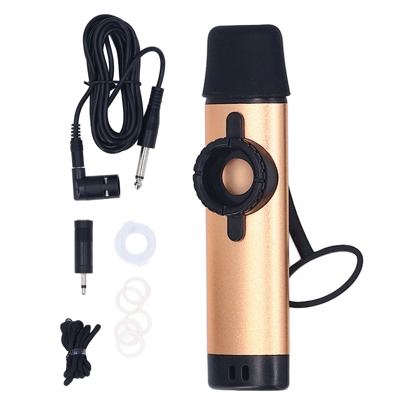 Fockety Kazoo Elettrico Per Adulti In Metallo Con Pickup, Cavo Audio Da 9,8 Piedi, Strumento Musicale Professionale (Oro)