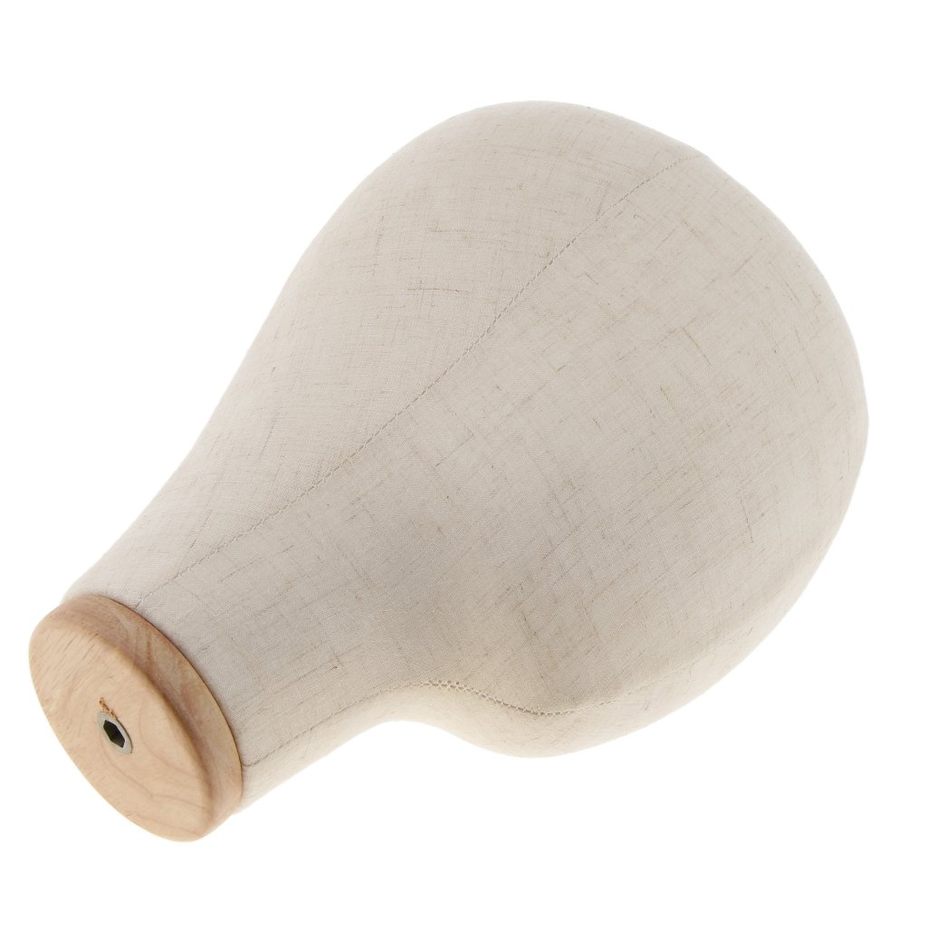 Espositore per Cappelli Da 21 Pollici con Testa di Manichino in Tela Professionale per Parrucca Nero/Beige - Beige