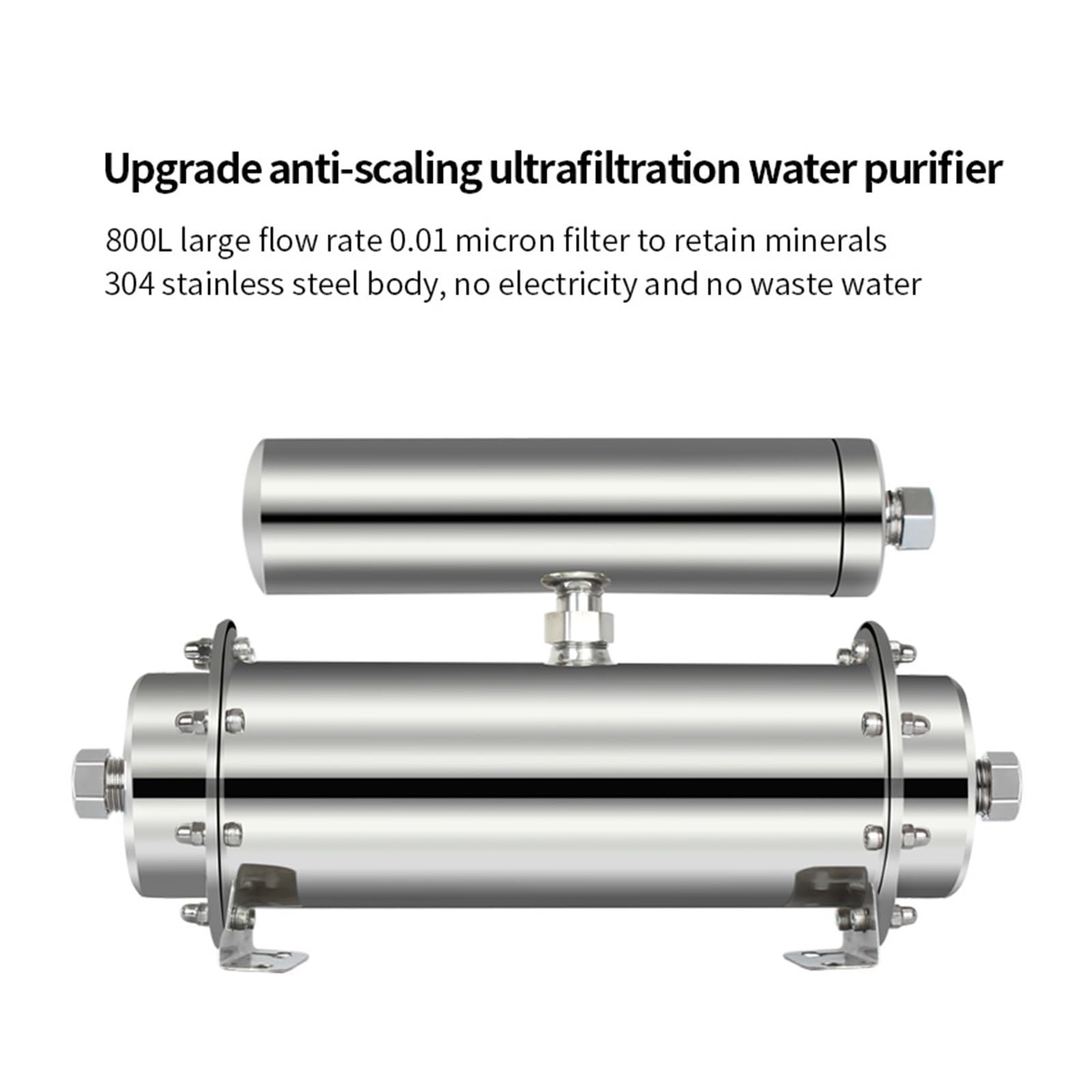 Sistema de filtrado de agua, Purificador de agua de membrana de ultrafiltración de acero inoxidable, equipo de purificación de agua con filtro de cocina UF, pequeño comercio doméstico(A 500L)