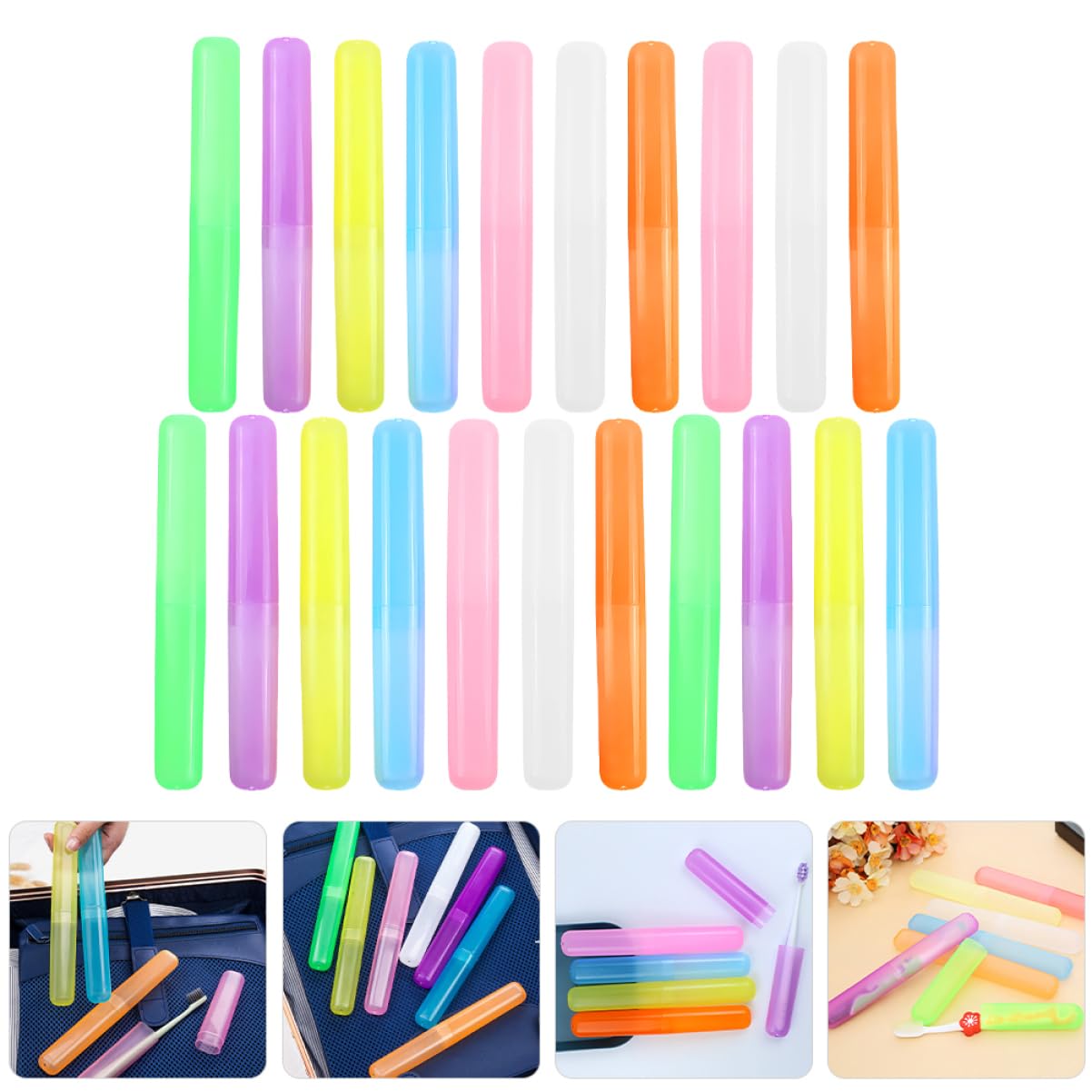 Amosfun 4 Set Di Porta Spazzolini Da Denti Da Viaggio Contenitore Compatto E Portatile Per Spazzolini Da Denti - Sigillatura Anti-perdite 21 Pezzi * 4