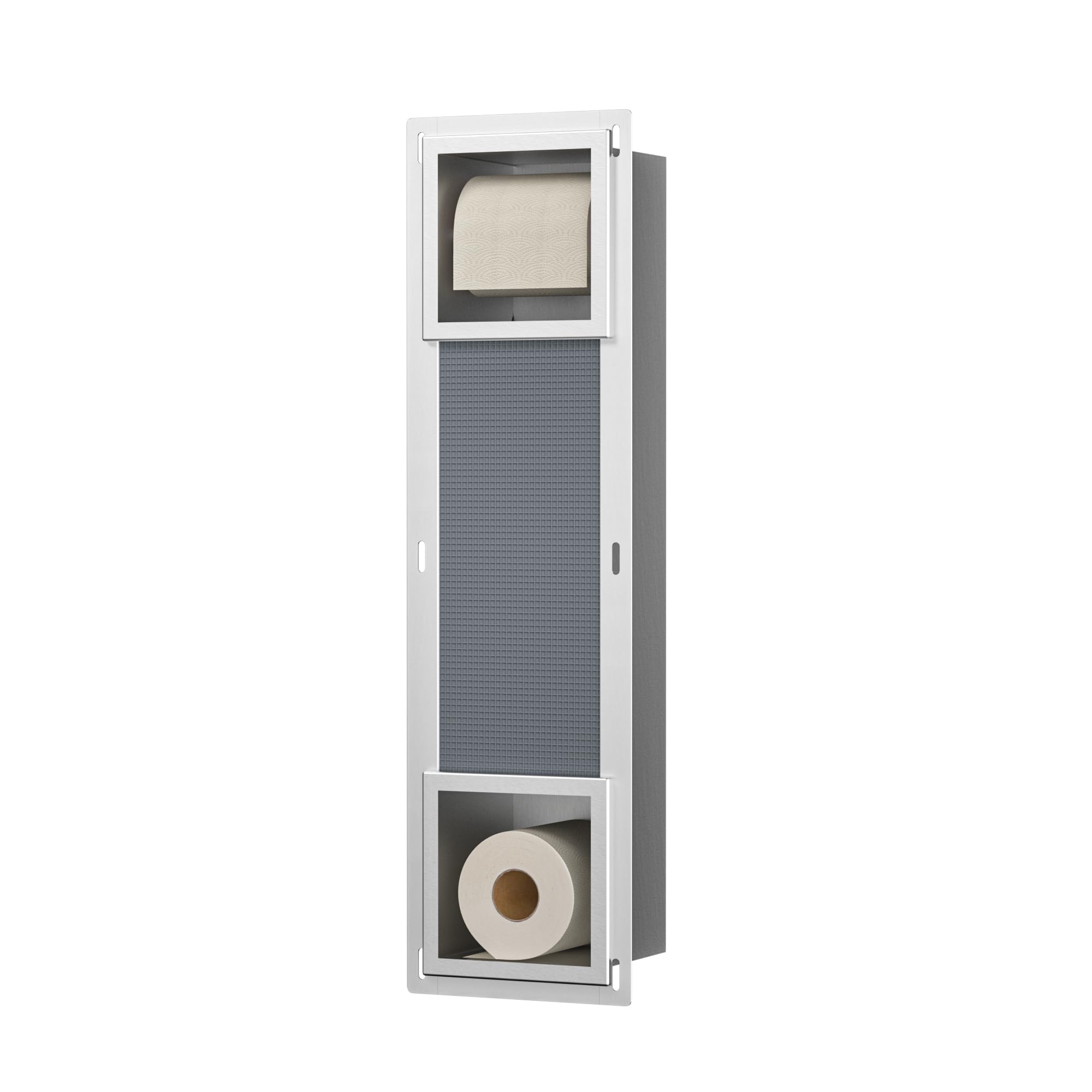 Unterputz Toilettenpapierhalter 74×20.8×14cm,Edelstahl KloPapierhalter für Toilettenpapier Aufbewahrung,Unterputz-Schrankmodul für Toilette,Silber