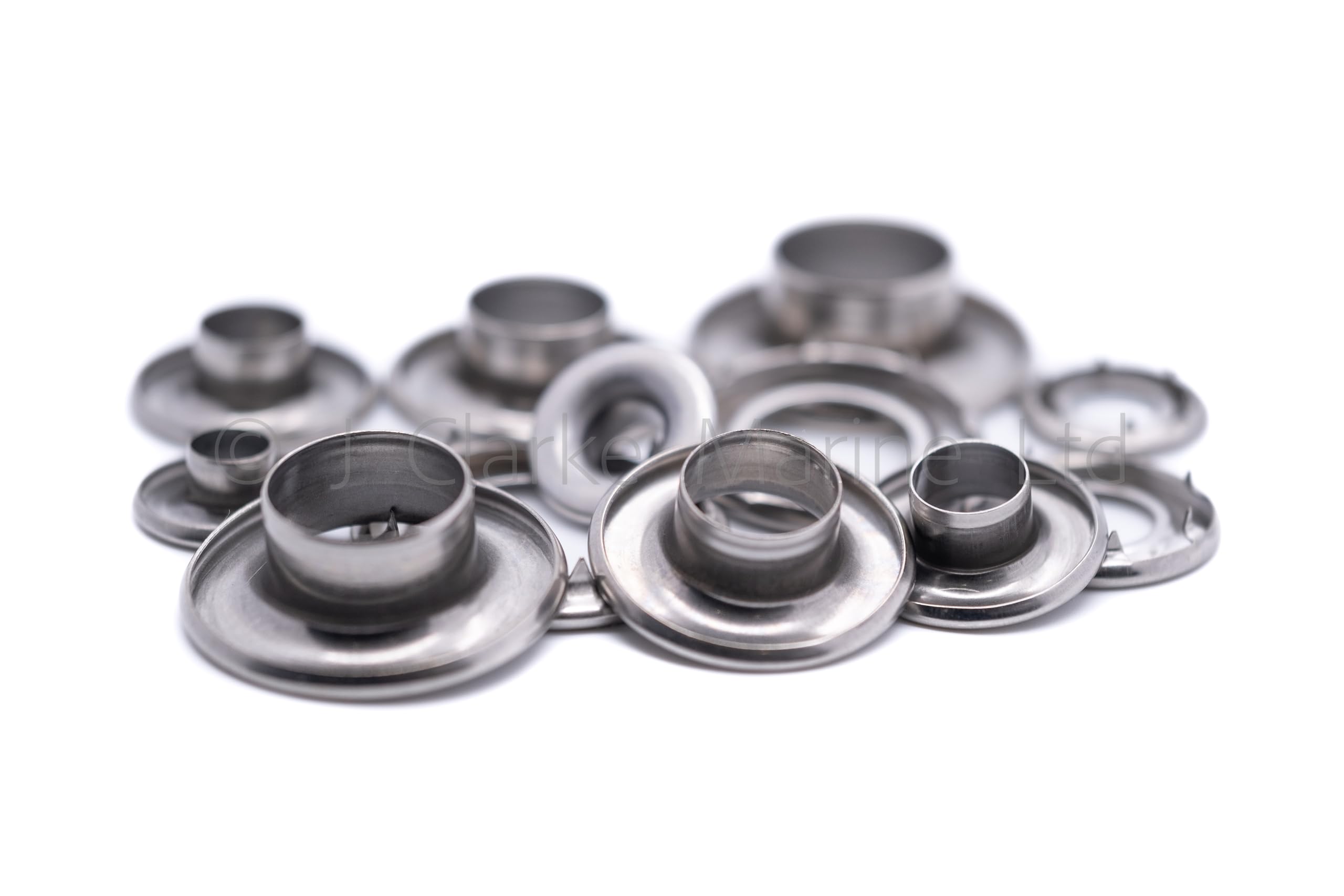 Occhielli in acciaio inox con bordo arrotolato resistente + strumento di chiusura (500, 3/8" o 9,5 mm)