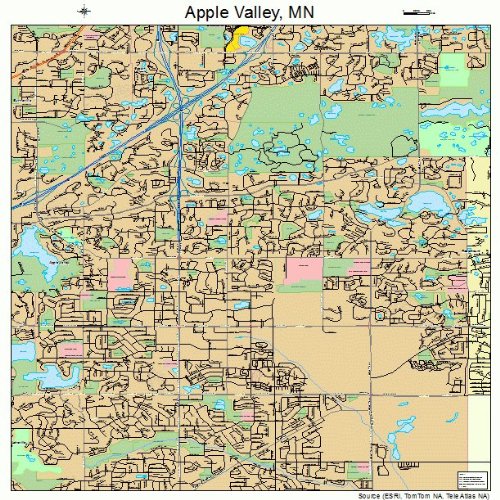 Large Street & Road Map of Apple Valley, Minnesota MN Printed poster