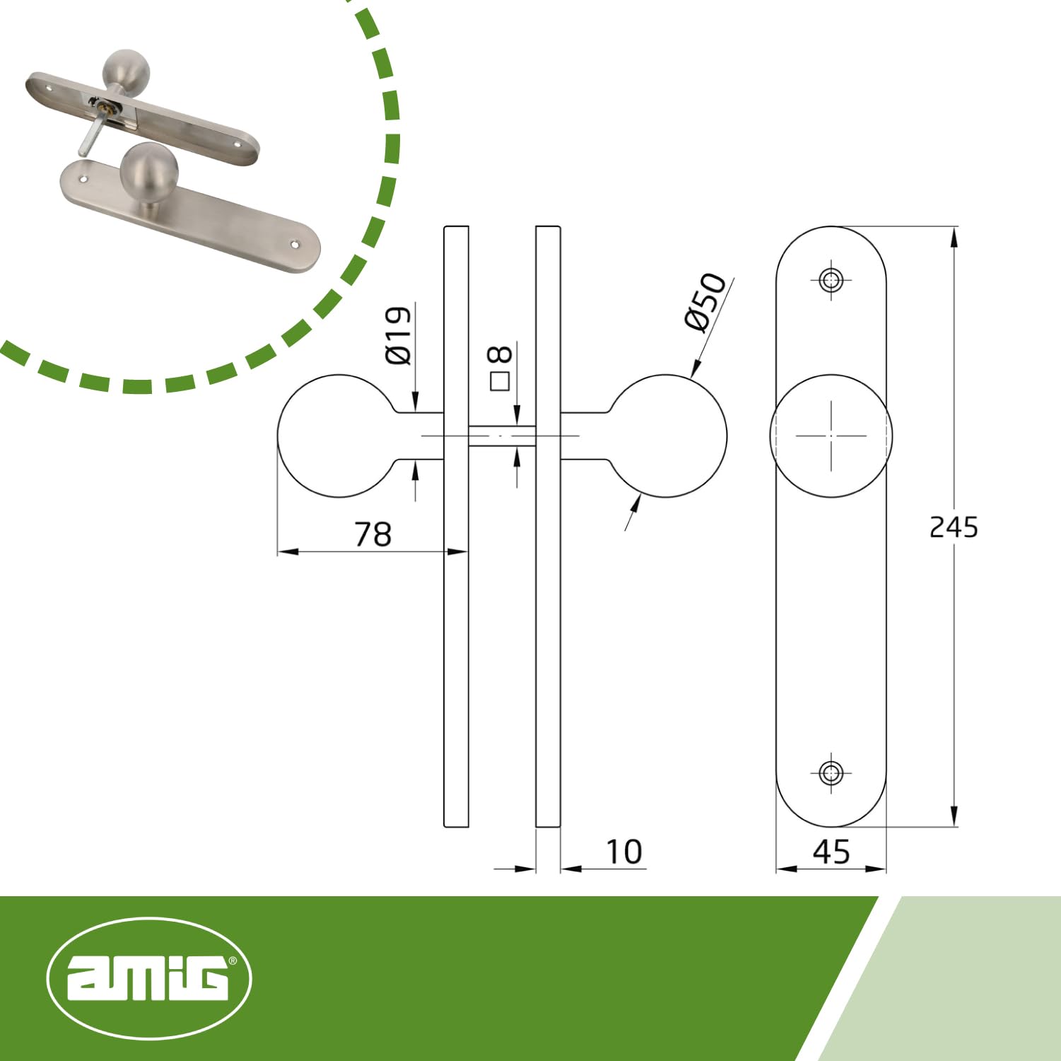 Pomelli Girevoli Per Porte AMIG - Acciaio Inox 18/8, Design Ergonomico E Moderno