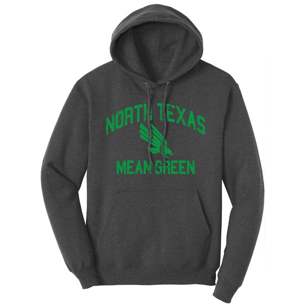 Sport Your Gear North Texas Mean Green Retro Distressed Vintage Lightweight Adult Pullover Hoodie Charcoal Heather Medium