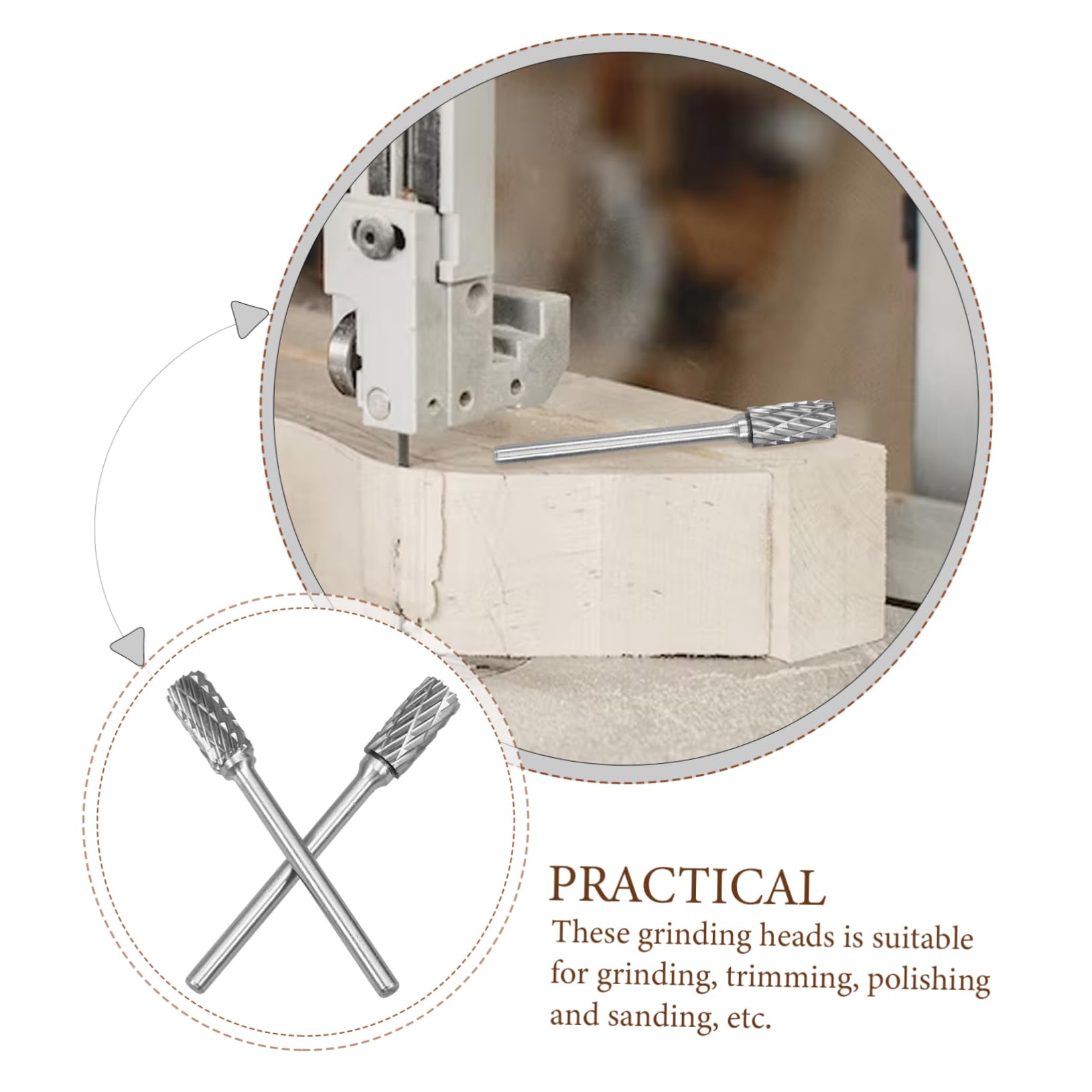OSALADI 2sets High-Tungsten Steel Rotary Grinding Burr Drill Bits for Stone Carving Polishing 2pcs*2