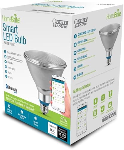 Miniatura 4 de Foco de luz LED regulable Feit Electric, BR30650LEDHBR equivalente a 65W (2,700K) con bluetooth, Smart HomeBrite, color blanco cálido