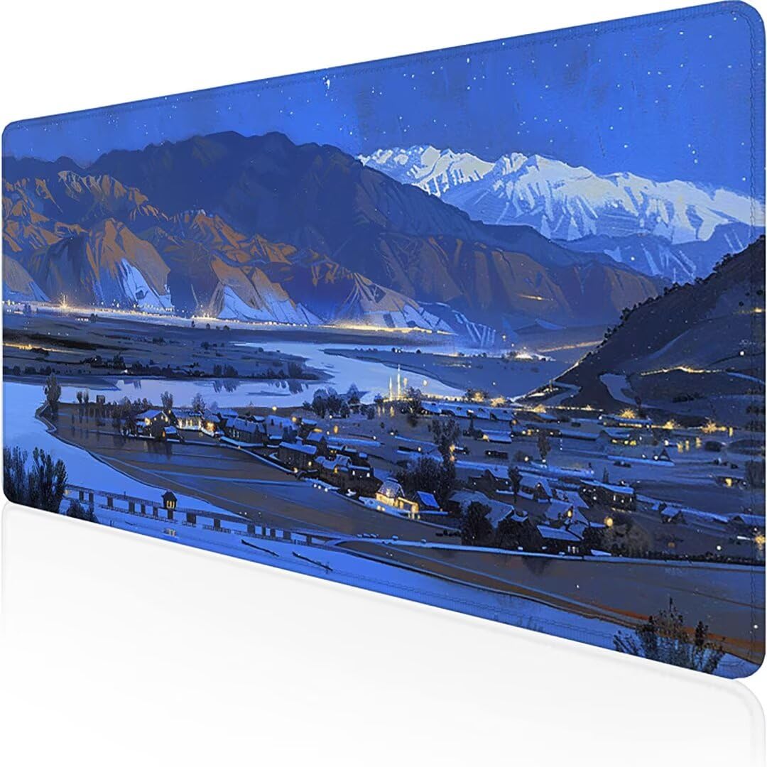 Excel Shortcut-Tasten-Mauspad - erweitertes großes 1200 x 600mm XL-Spickzettel-Gaming-Mauspad | PC-Büro-Tabellenkalkulation-Tastaturmatte | rutschfeste genähte Kante Fluss Kleine Stadt